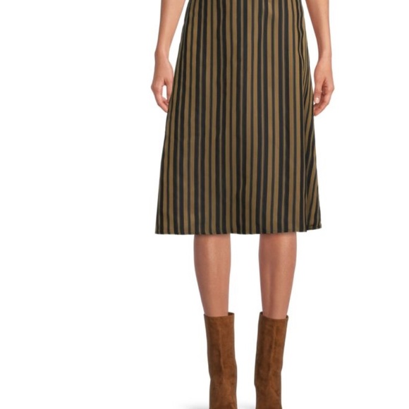 rag & bone $375 NWT Mandy Striped Midi Skirt in Gold Multi Med Viscose & Silk - Picture 2 of 10